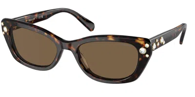 Swarovski Sk6019 100273 Women's Sunglasses Tortoiseshell Size 54 In Brown