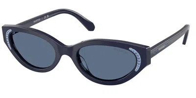 Swarovski Sk6030 100455 Women's Sunglasses Blue Size 52 In Gray