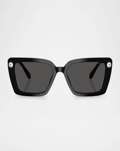 Swarovski Sk6032f Square Sunglasses In Black
