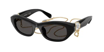 Swarovski Sk6036u 107687 Occhiali Da Sole Neri Per Donna In Black