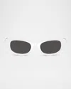 Swarovski Sk6036u Crystal-hinge Plastic Pillow Sunglasses In White