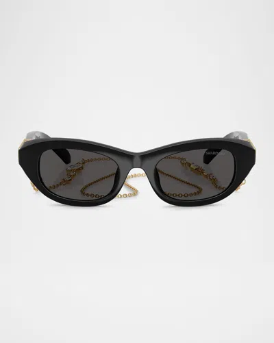 Swarovski Sk6036u Rectangle Plastic Sunglasses In Dark Grey
