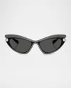 Swarovski Sk6038 Cat-eye Embellished Sunglasses In Black