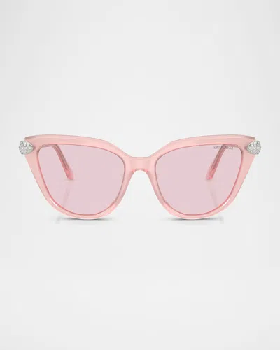 Swarovski Sk6039 Cat-eye Acetate Sunglasses In Milky Pink
