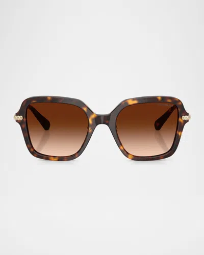 Swarovski Sk6040 Crystal-embellished Square Acetate Sunglasses In Havana