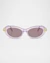 Swarovski Sk6042 Crystal-embellished Acetate Oval Sunglasses In Violet