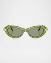 Swarovski Sk6042 Oval Embellished Sunglasses In Transparent Green