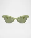 Swarovski Sk6043 Butterfly Embellished Sunglasses In Green