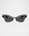 Swarovski Sk6043 Crystal Butterfly Acetate Sunglasses In Black
