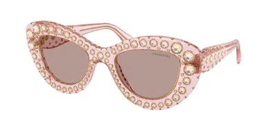Swarovski Sk6060 30017n Women's Sunglasses Pink Size 49