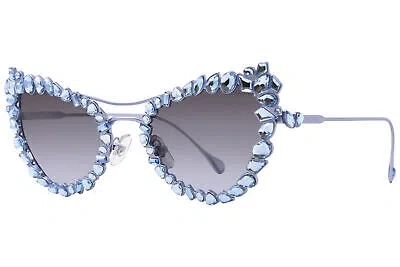 Pre-owned Swarovski Sk7011 40198g Sunglasses Women's Matte Light Blue/grey Gradient 56mm In Gray