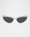 Swarovski Womens Silver Sk7009 Irregular-frame Metal Sunglasses In Silver