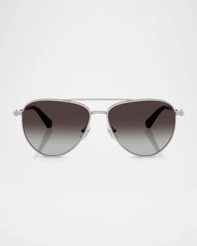 Swarovski Sk7031 Aviator Metal Sunglasses In Silver