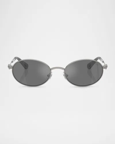 Swarovski Sk7033 Metal Oval Sunglasses In Gray