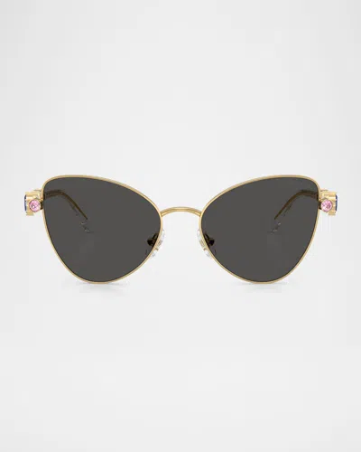 Swarovski Sk7034 Butterfly Crystalized Sunglasses In Gold
