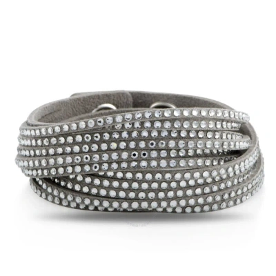 Swarovski Slake Grey 2 In 1 Suede Wrap Bracelet 5181989 M Medium In Metallic