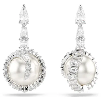 Swarovski Snake Drop Earrings In 白色