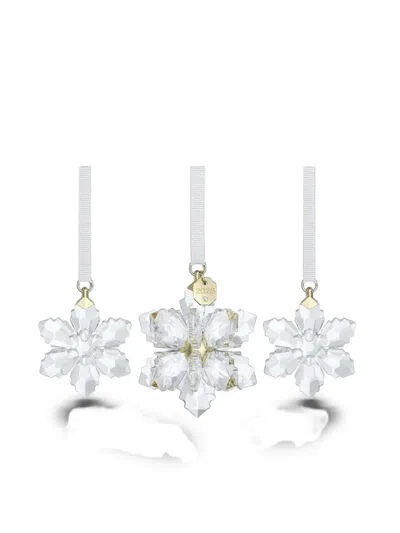 Swarovski Snowflake-motif Faceted Ornaments In Transparent