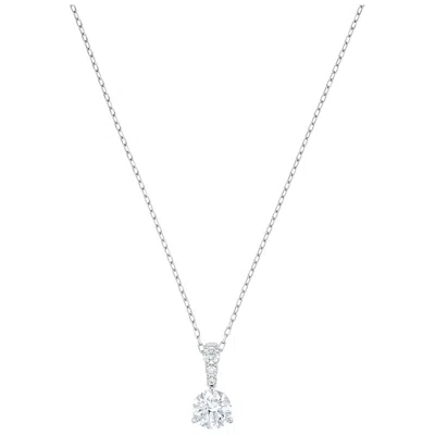 Swarovski Solitaire Pendant - White - Rhodium Plated -