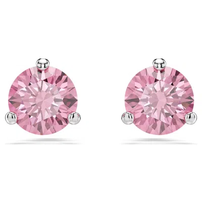 Swarovski Solitaire Stud Earrings In Pink