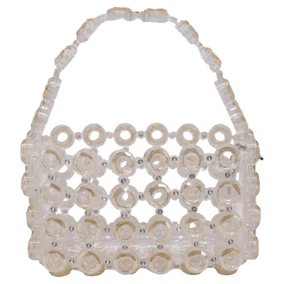 Pre-owned Swarovski Somnia Crystal-embellished Handbag In White Pvc
