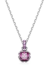 Swarovski Square Cut Birthstone Crystal Pendant Necklace In Metallic