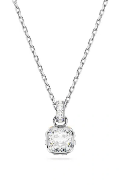Swarovski Square Cut Birthstone Crystal Pendant Necklace In Metallic