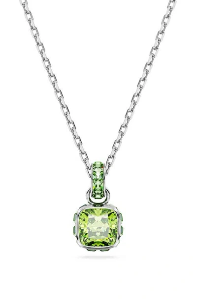 Swarovski Square Cut Birthstone Crystal Pendant Necklace In Metallic