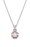 Swarovski Birthstone Pendant Jun Pendant Rhodium Shiny Fancy Morganite In Metallic
