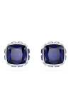 Swarovski Rhodium Plated Square Cut Color Birthstone Stud Earrings