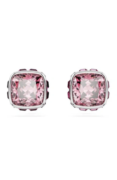 Swarovski Square Cut Birthstone Crystal Stud Earrings In Metallic