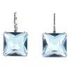 Swarovski Square Cut Millenia Drop Earrings In Blue Silver Rhodium Plating In Blue