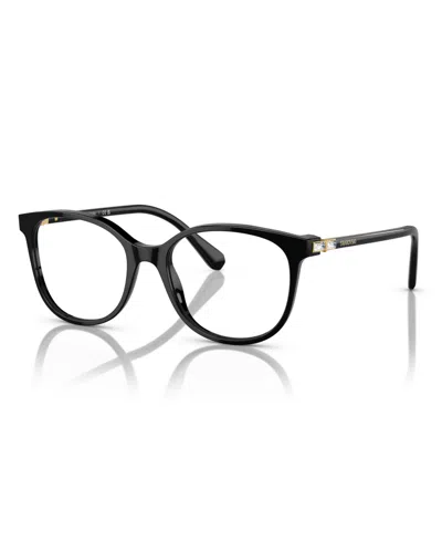 Swarovski Square Women's Eyeglasses, Sk2002 In Solid Black