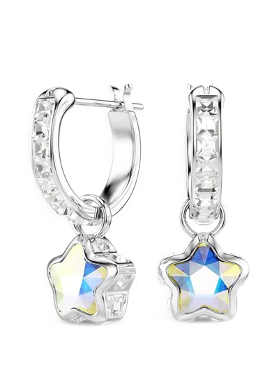 Swarovski Chroma Rhodium Plated Drop Earrings In Metallic