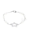 Swarovski Stella Bracelet, Crystal Pearls, Star, White, Rhodium Plated Woman Bracelet Silver Size - In Silver