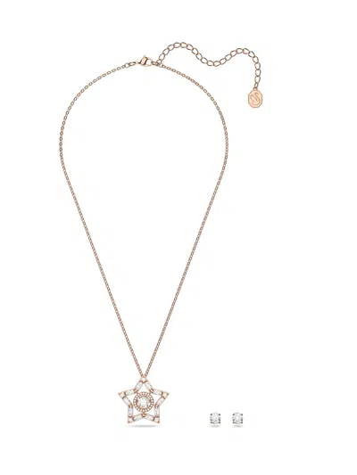 Swarovski Stella Necklace And Earrings Set In Gold