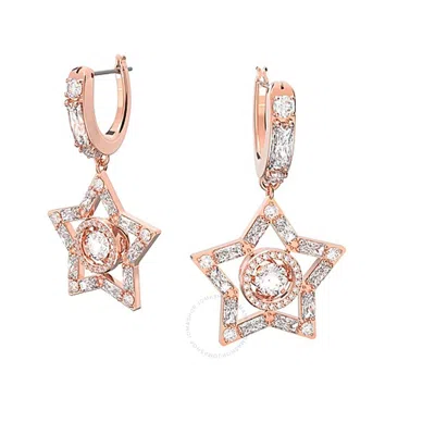 Swarovski Stella White Rose Gold-tone Plated Mixed Cuts Drop Earrings In Neutral