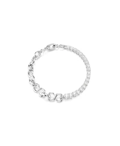 Swarovski Sterling Silver-plated White Crystals Bracelet In Metallic