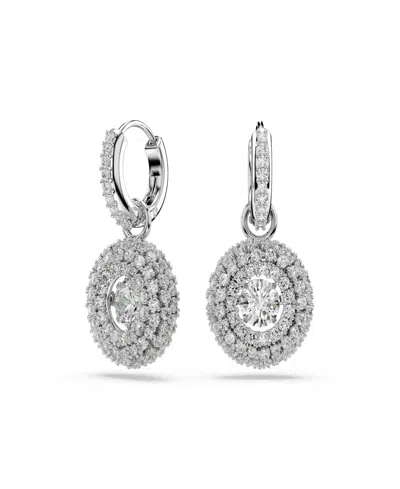 Swarovski Sterling Silver-plated White Crystals Earrings In Metallic