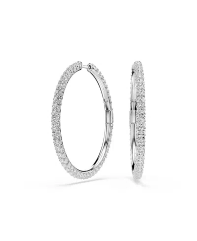 Swarovski Sterling Silver-plated White Crystals Earrings In Metallic
