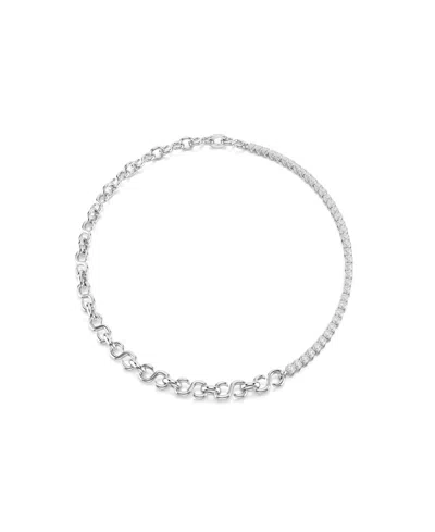 Swarovski Sterling Silver-plated White Crystals Necklace In Metallic