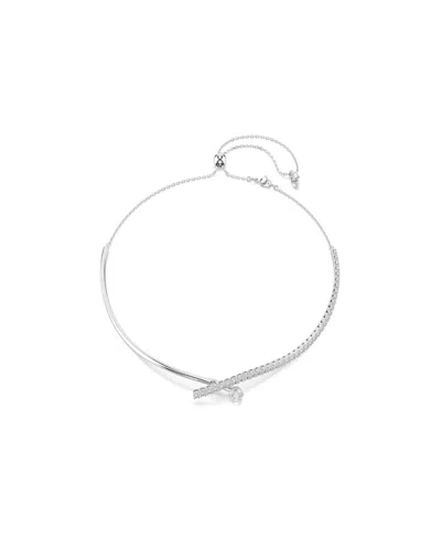 Swarovski Sterling Silver-plated White Crystals Necklace In Metallic