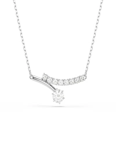 Swarovski Sterling Silver-plated White Crystals Necklace In Metallic