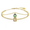 Swarovski Silver-tone Stilla Two-row Bangle Bracelet In Green