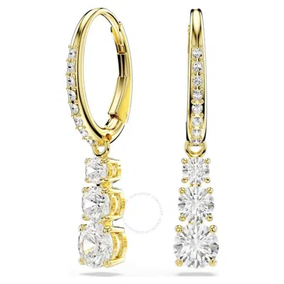 Swarovski Stilla Attract Gold-tone Plated Hoop Earrings In White