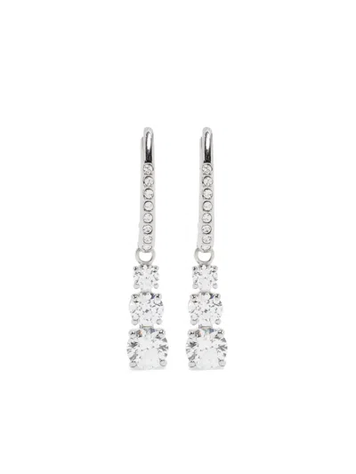 Swarovski Attract Trilogy Hoop Earrings In Silver
