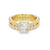 Swarovski Stilla Cocktail Ring Double Gold Shiny White In Silver Tone