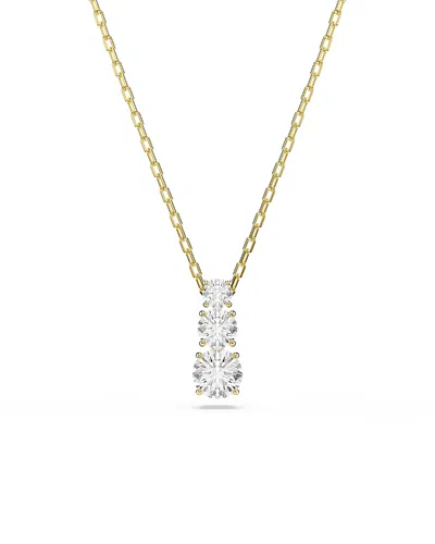 Swarovski Stilla Crystal Attract Three Stone Pendant Necklace, 14.875-17.75 In Gold