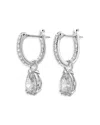 Swarovski Stilla Crystal Pear Dangle Hoop Earrings In Silver
