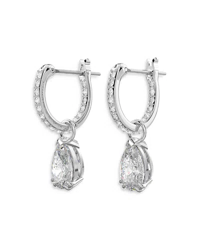 Swarovski Stilla Crystal Pear Dangle Hoop Earrings In Metallic